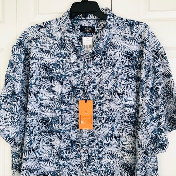 Visitor Premium Size 4XL Hawaiian Button Up Collared Neck Short Sleeve Blue ps2 - Picture 5 of 7
